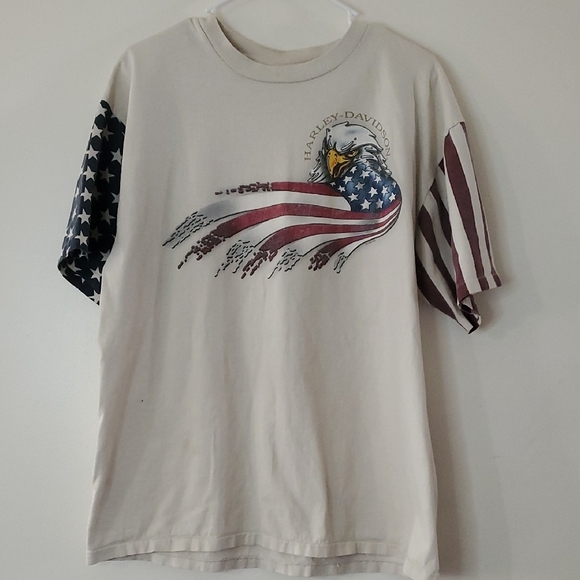 Harley-Davidson Other - Vintage 1997 American Flag Sleeve Harley Davidson Myrtle Beach Single Stitch Tee